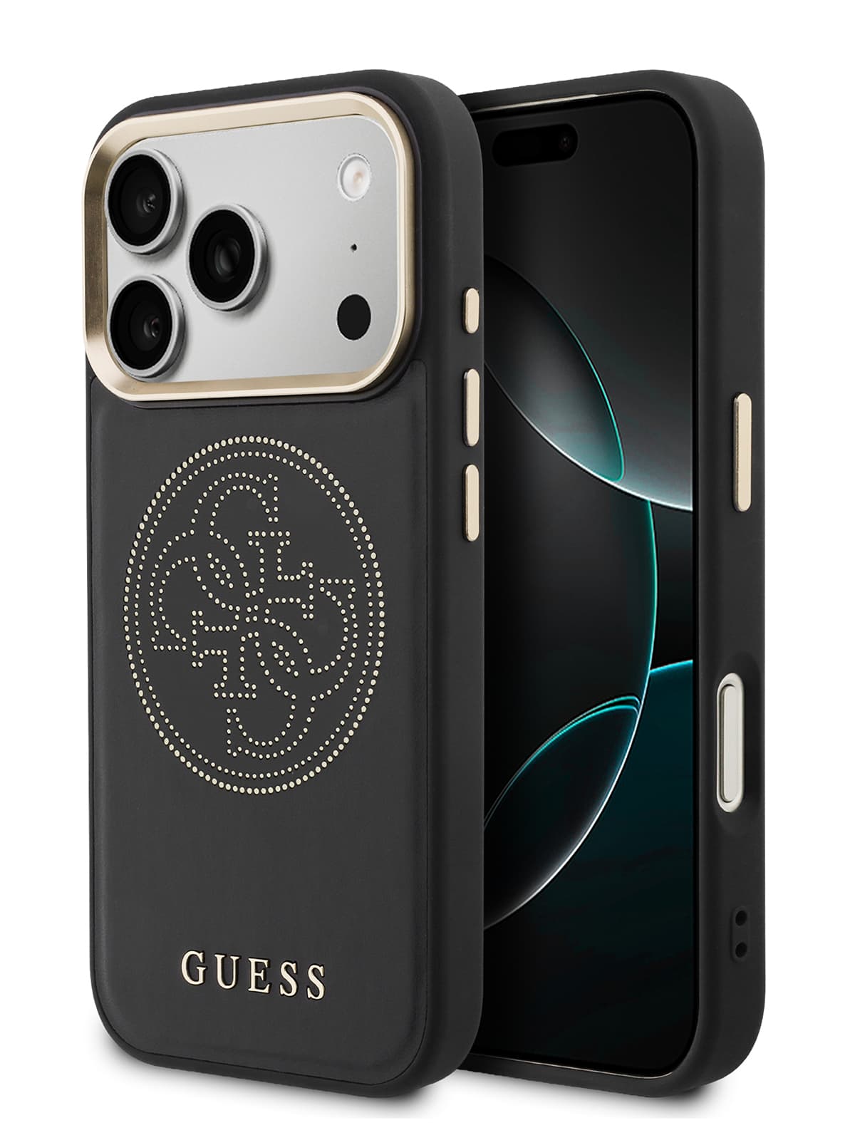 Чехол Guess PU with Perforated 4G logo Metal camera Hard Black MagSafe (iPhone 17 Pro Max)