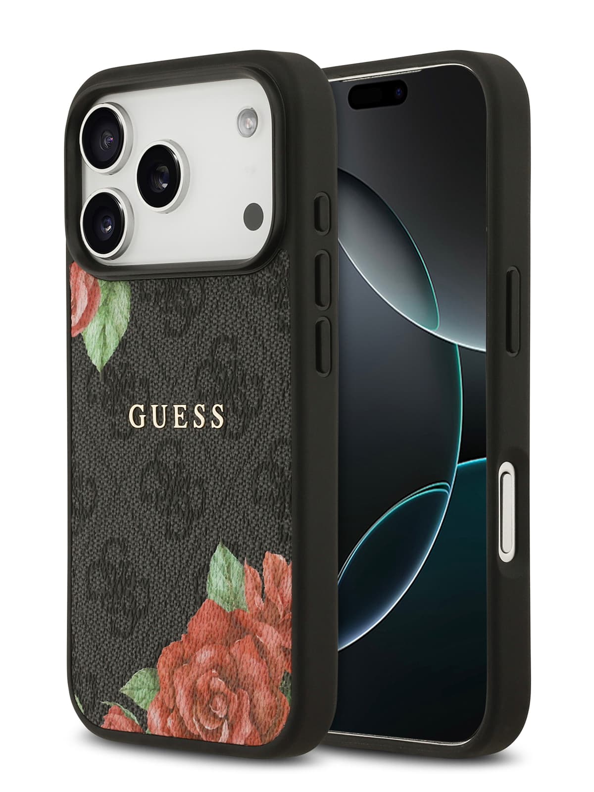 Чехол Guess PU 4G Flowers Roses Hard Black MagSafe (iPhone 17 Pro Max)
