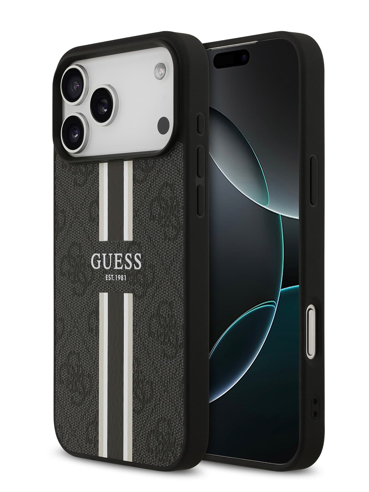 Чехол Guess PU 4G Stripes Hard Black MagSafe (iPhone 17 Pro)