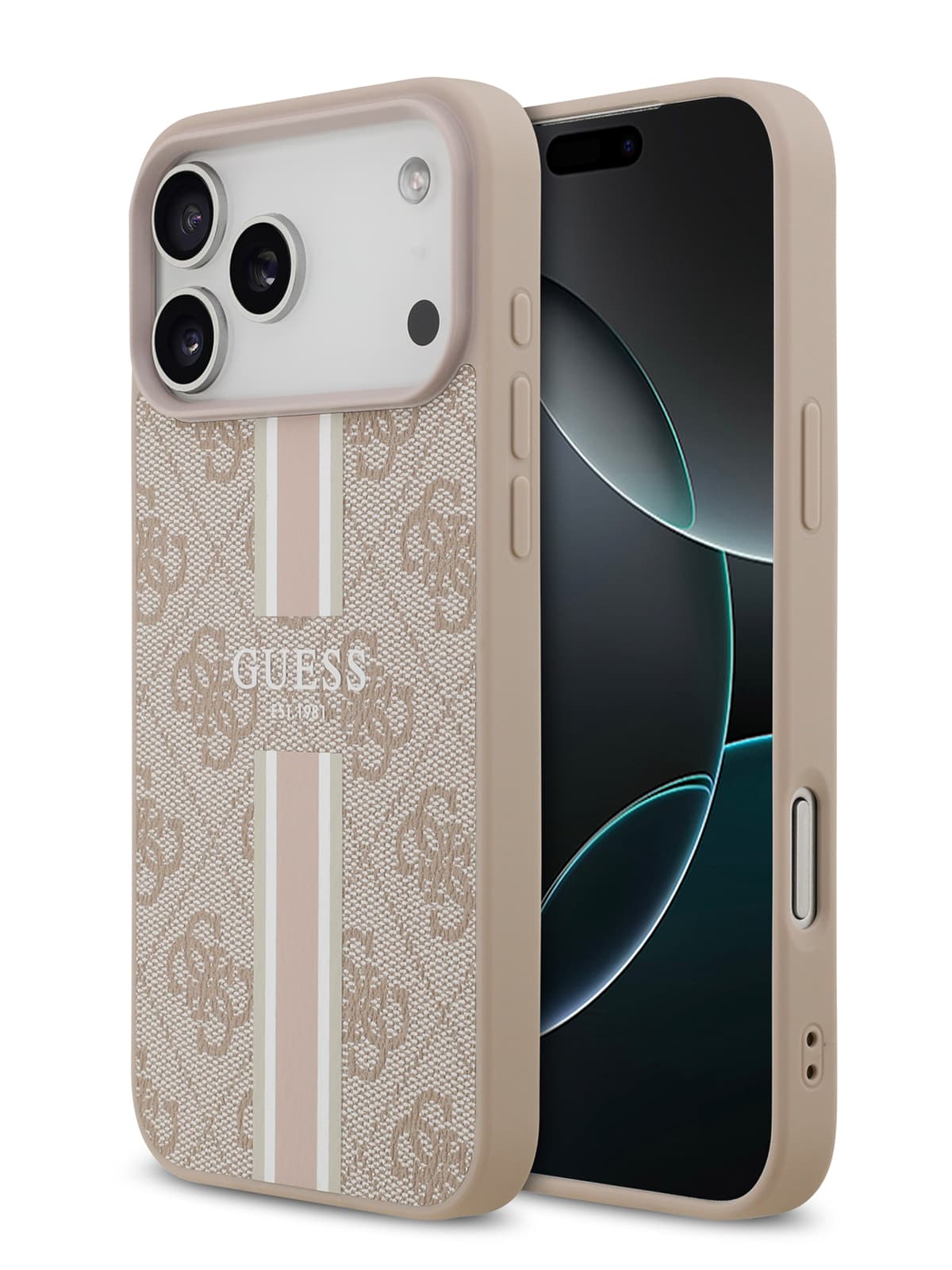 Чехол Guess PU 4G Stripes Hard Pink MagSafe (iPhone 17 Pro Max)