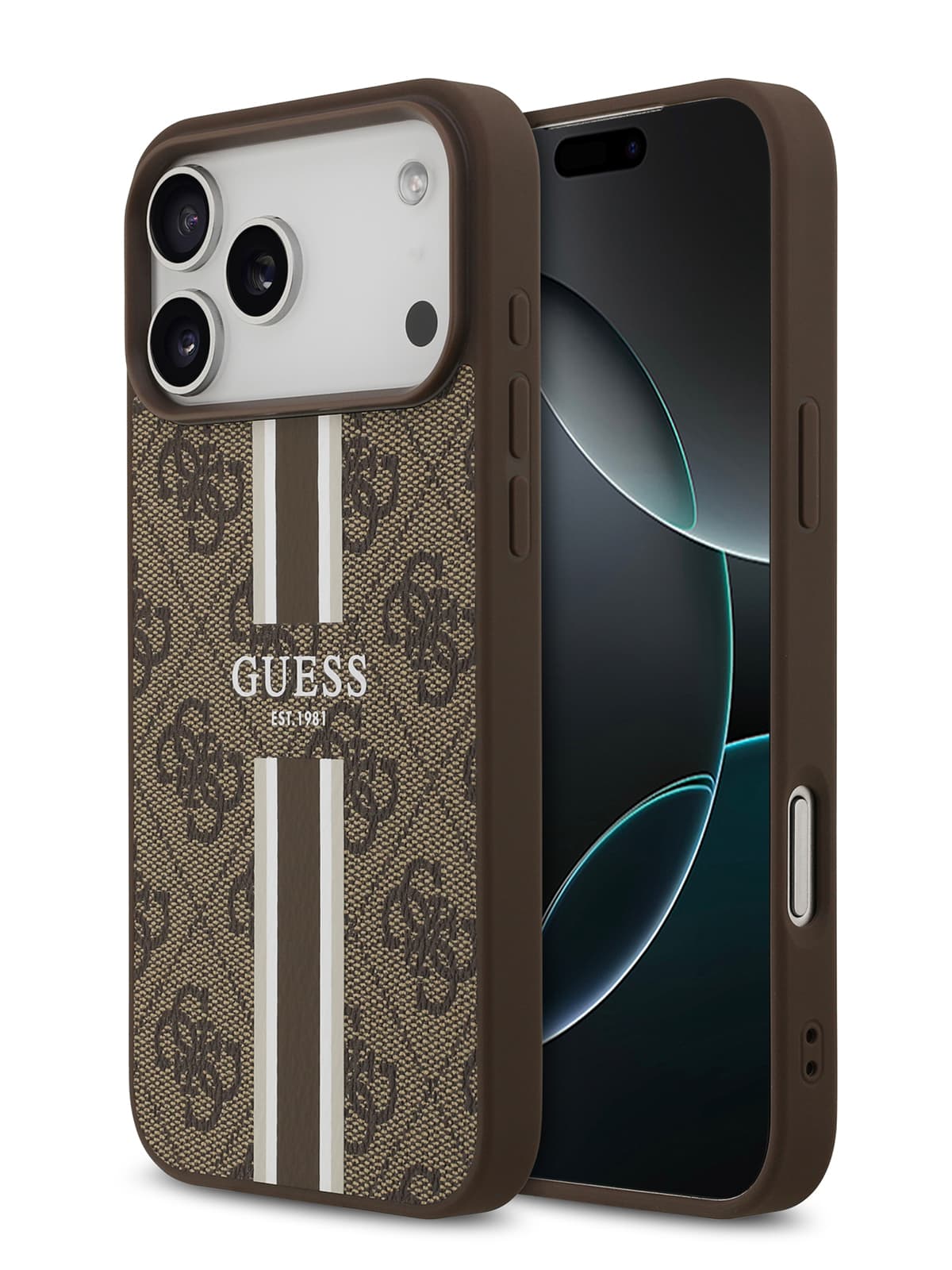 Чехол Guess PU 4G Stripes Hard Brown MagSafe (iPhone 17 Pro)