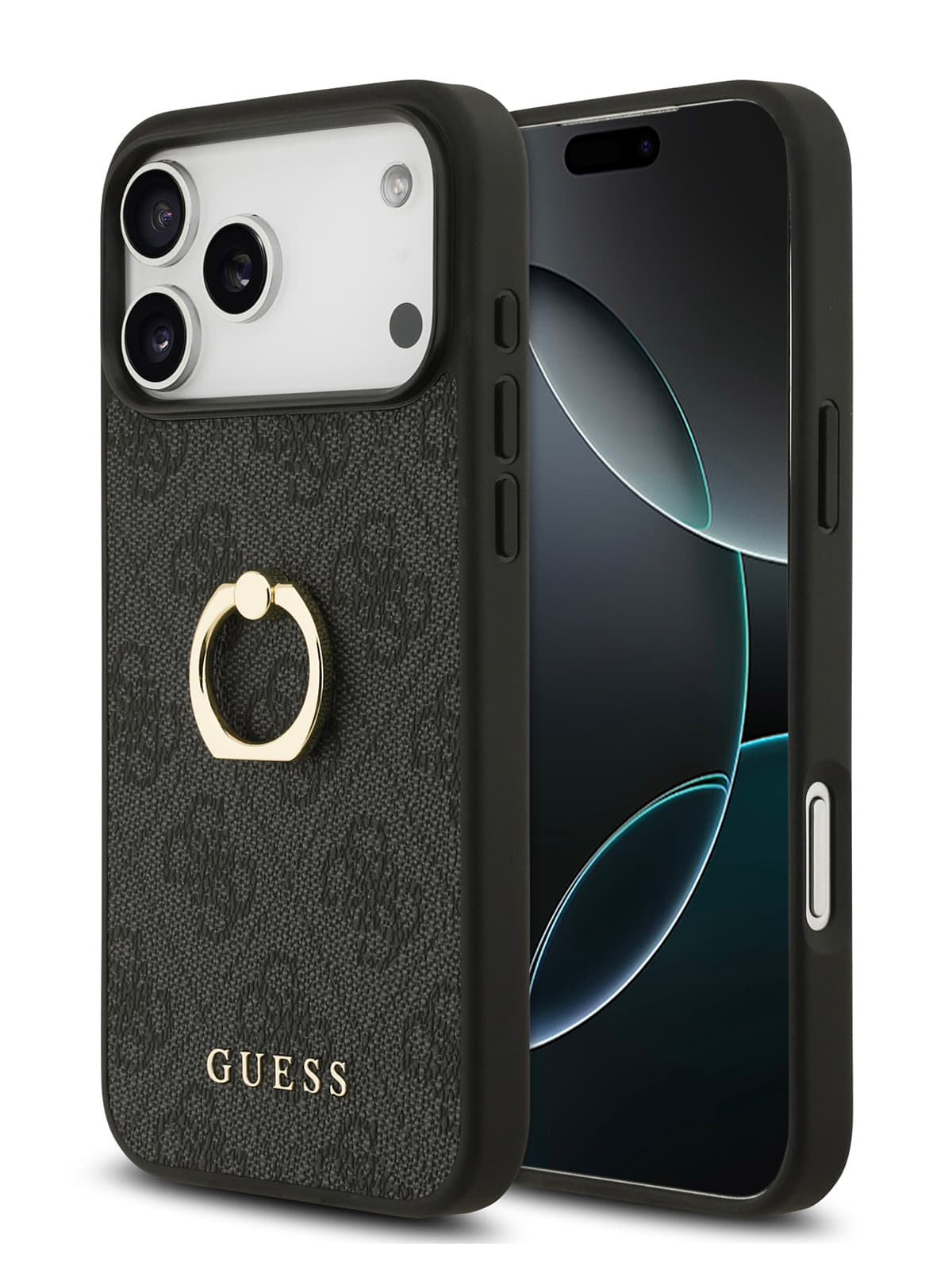 Чехол Guess PU 4G + Ring Hard Black (iPhone 17 Pro Max)