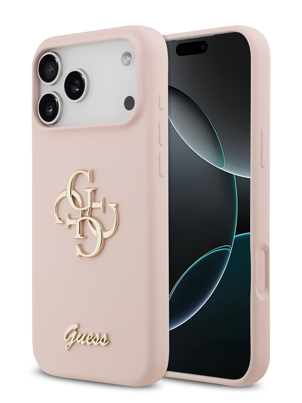 Чехол Guess Liquid silicone 4G Big and Script metal logo Hard Pink (iPhone 17 Pro Max)