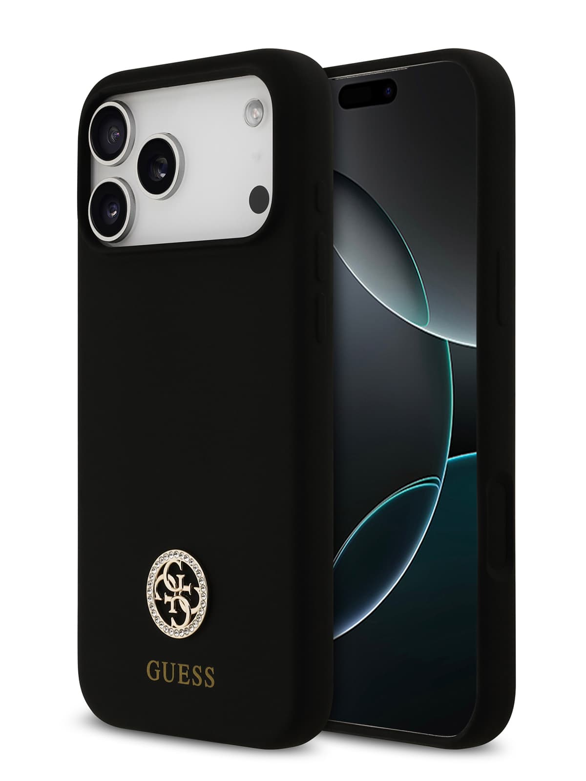 Чехол Guess Liquid silicone with 4G Diamond metal logo Hard Black MagSafe (iPhone 17 Pro Max)